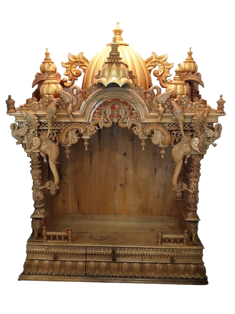 Hand-Carved Wooden Mandir